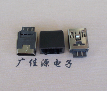青海MINI USB 5Pin接口 带护套焊线母座 B型180度铜壳